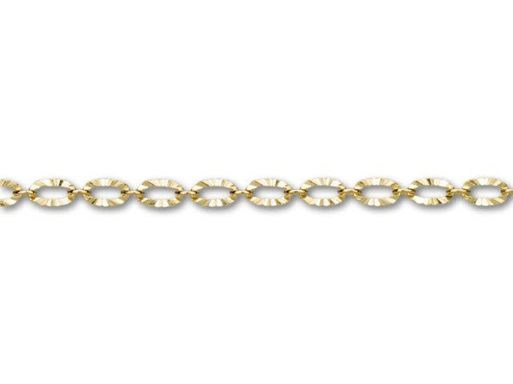 3x4.8mm Gold-Plated Textured Oval Link Chain by the Foot