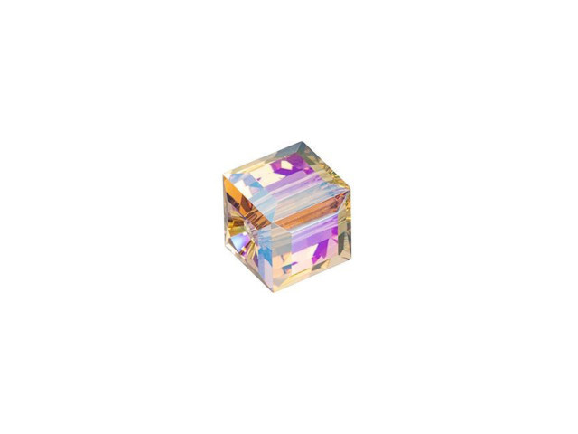 PRESTIGE Crystal Components 5601 6mm Faceted Cube Light Colorado Topaz Shimmer B