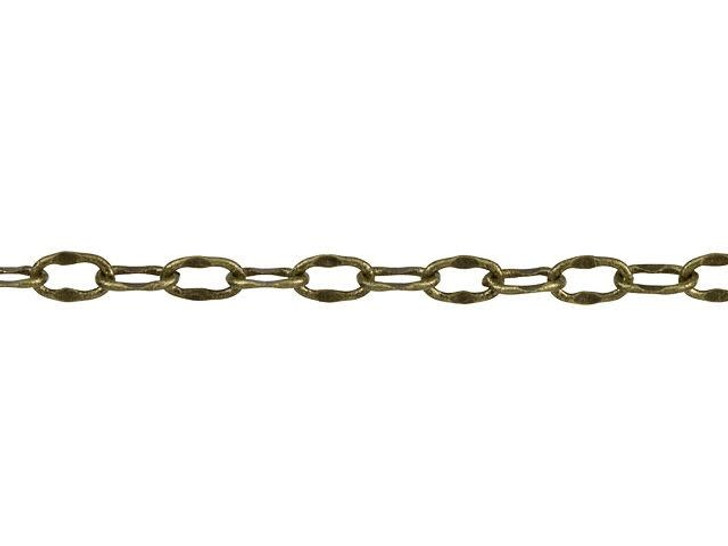 4 x 2.5mm Diamond Cut Antique Brass Crimped Oval Cable Chain by the Foot