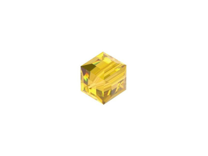 PRESTIGE Crystal Components 5601 6mm Faceted Cube Light Topaz