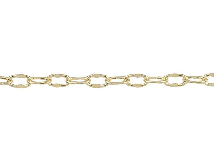 4 x 2.5mm Diamond Cut Gold-Plated Brass Crimped Oval Cable Chain by the Foot