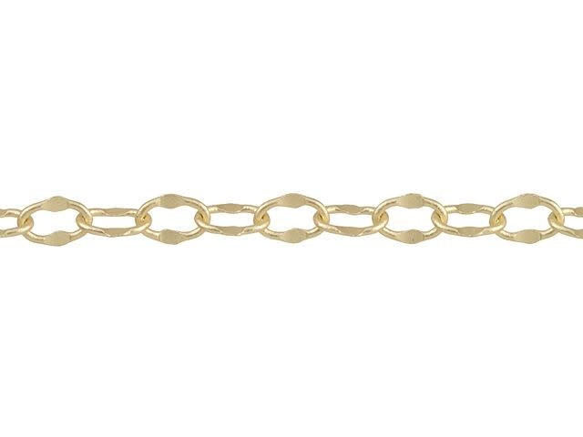 4 x 2.5mm Diamond Cut Satin Hamilton Gold-Plated Brass Crimped Oval Cable Chain by the Foot