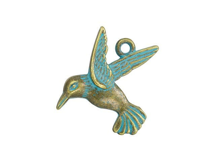 Brass-Plated Bird Charm with Patina Finish