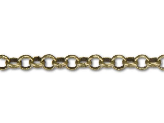 4mm Antique Brass Rolo Chain by the Foot