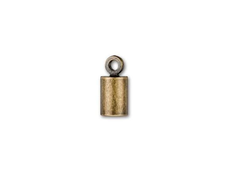 4mm Antique Brass-Plated Cord End Cap with Loop