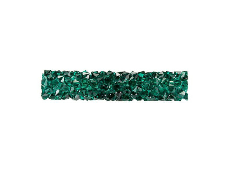PRESTIGE Crystal Components 5951 30mm Emerald Fine Rocks Tube Bead without Ending
