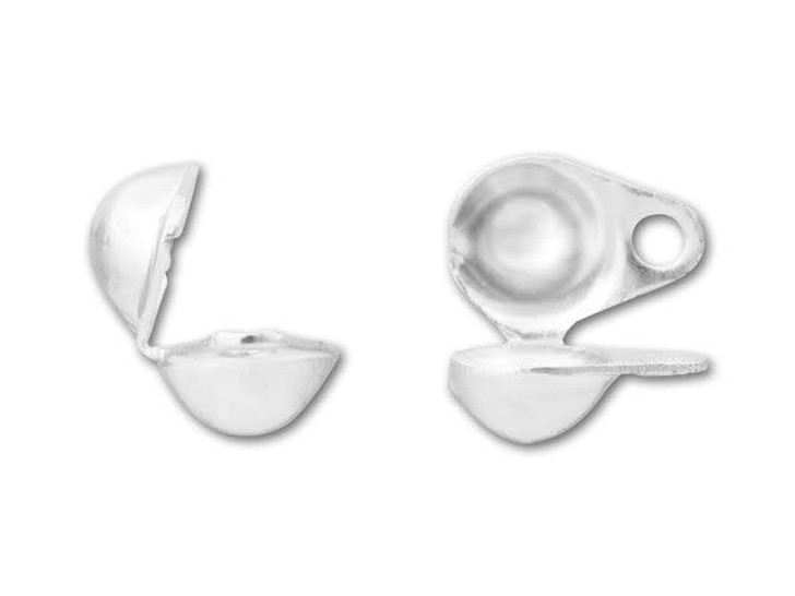 4mm SilverPlated Clam Shell Bead Tip with 2 Rings