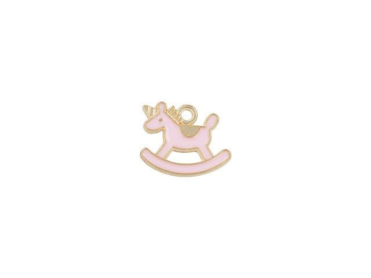 Sweet & Petite Charms 16 x 13mm Pink Rocking Horse (10pc Pack)