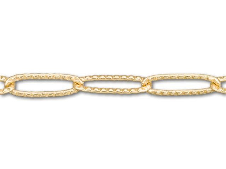 5mm Satin Hamilton Gold-Plated Textured Oval Cable Chain by the Foot