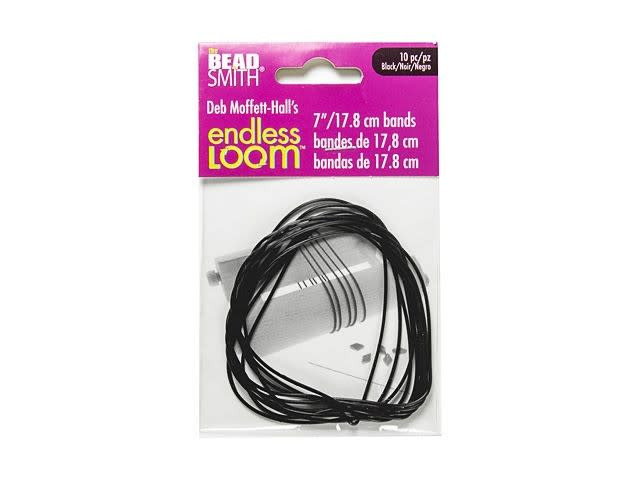 The Beadsmith Endless Loom Bands 7Inch Black (10 Pack)
