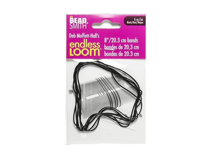 The Beadsmith Endless Loom Bands 8-Inch Black (6 Pack)