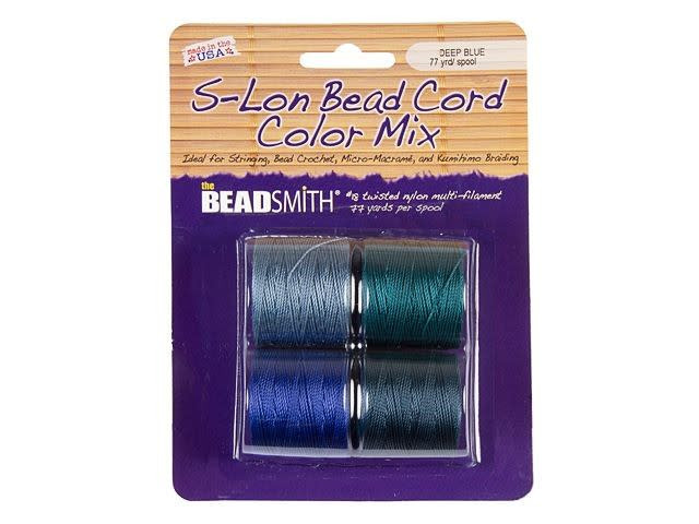The Beadsmith S-Lon (Super-Lon) Bead Cord Deep Blue Sea Mix - 4 Spools, 77 yards ea.