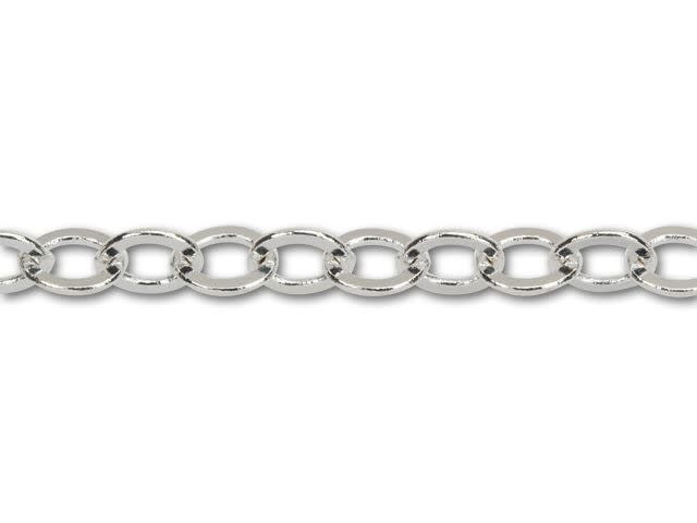 5x4.5mm Silver-Plated Flat Cable Chain by the Foot