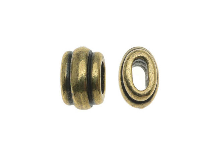 TierraCast 4x2mm Oxidized Brass-Plate Deco Barrel Slider Bead
