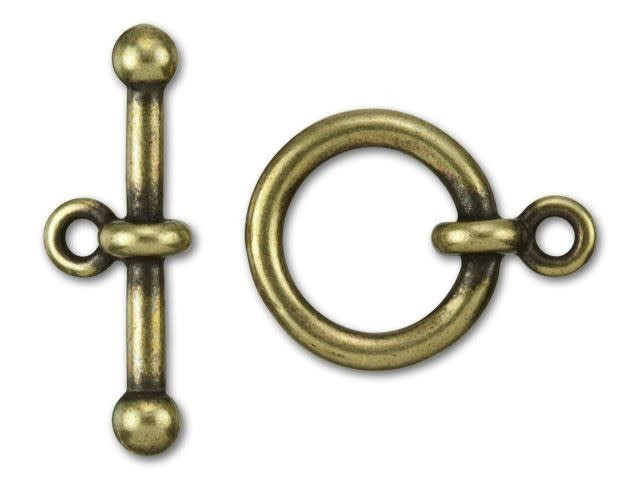 TierraCast 5/8-Inch Oxidized Brass-Plate Anna's Toggle and Clasp 21x16mm