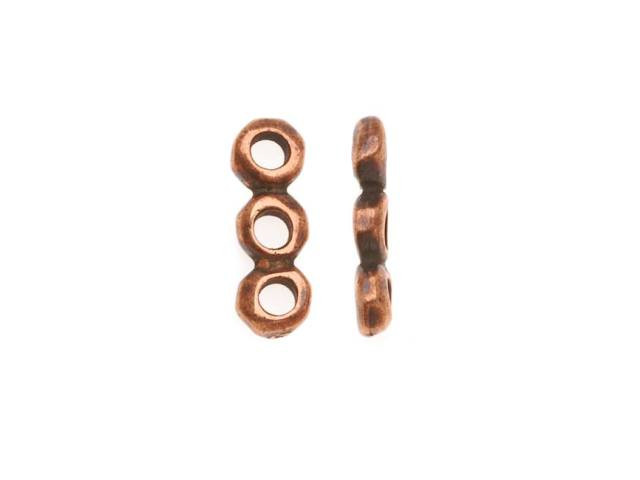 TierraCast 5mm Antique Copper-Plated Pewter 3 Hole Nugget Spacer Bar