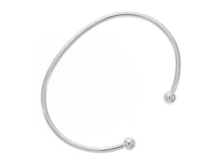 Sterling silver double ball ends cuff bracelet adjustable size for men women