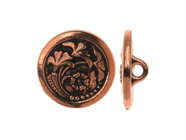 TierraCast Antique Copper-Plated Pewter Czech Flower Button