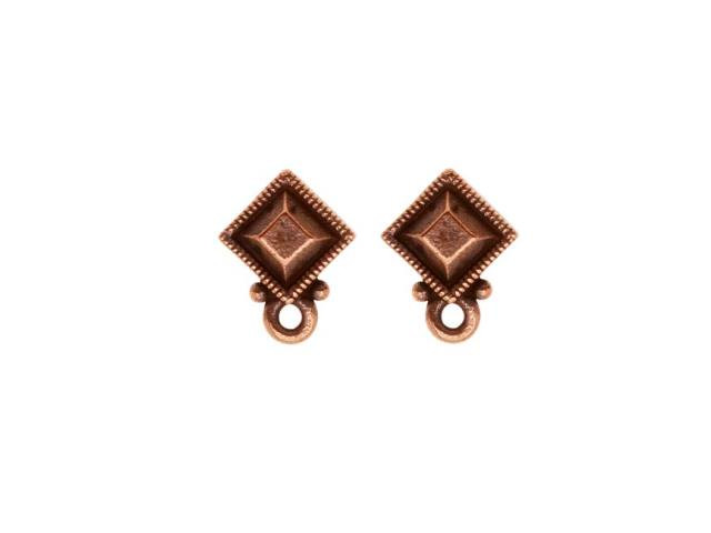 TierraCast Antique Copper-Plated Pewter Faceted Diamond Earring Post (1 Pair)