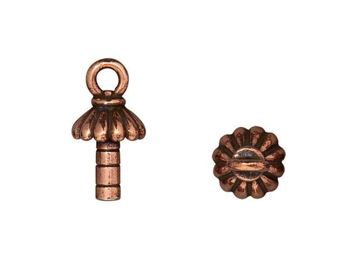 TierraCast Antique Copper-Plated Pewter Joy 3mm Peg Glue-On Cap