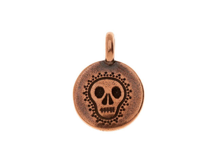 TierraCast Antique Copper-Plated Pewter Skull Charm