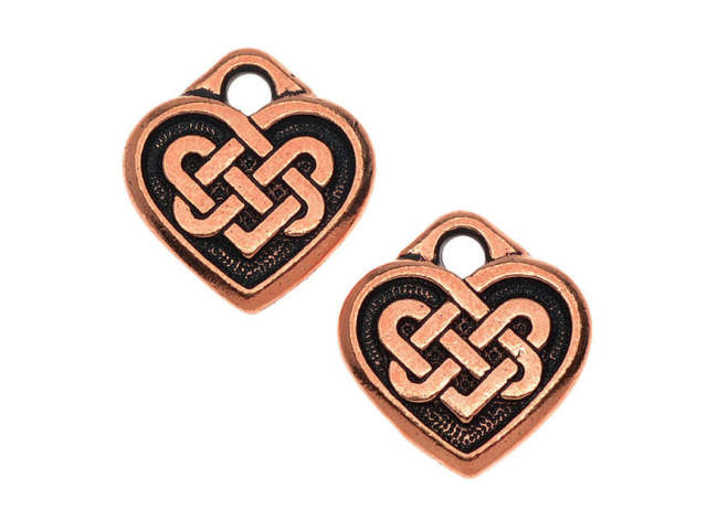 TierraCast Antique Copper-Plated Pewter Small Celtic Heart Charm