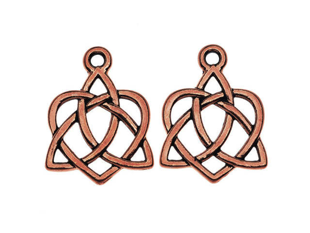 TierraCast Antique Copper-Plated Pewter Small Celtic Open Heart Charm