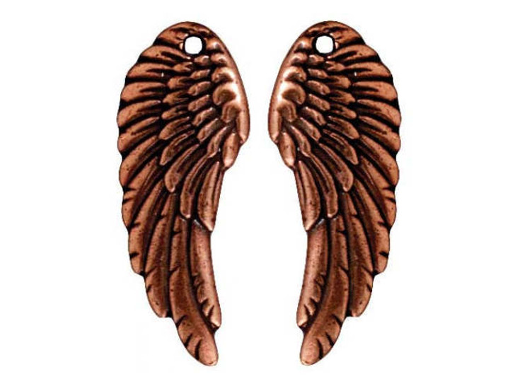 TierraCast Antique Copper-Plated Pewter Wing Charm 27.5x11mm