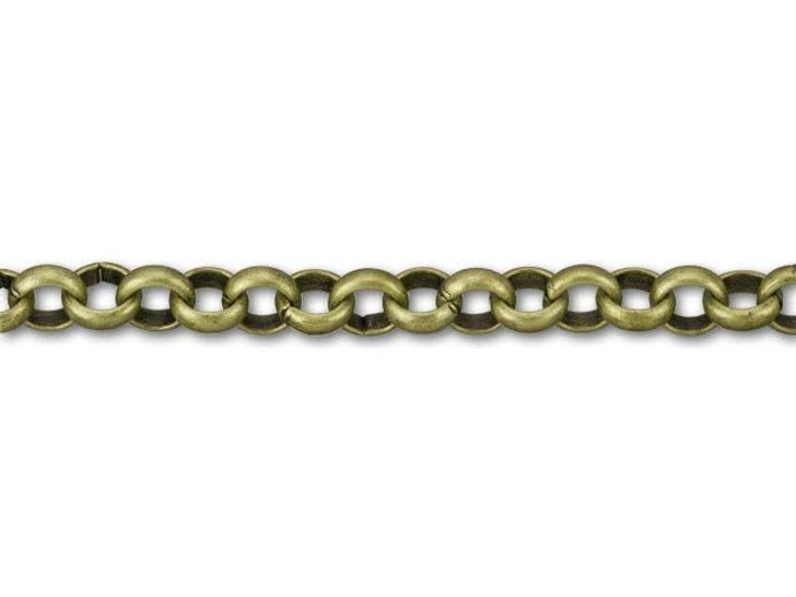 6mm Antique Brass Rolo Chain by the Foot