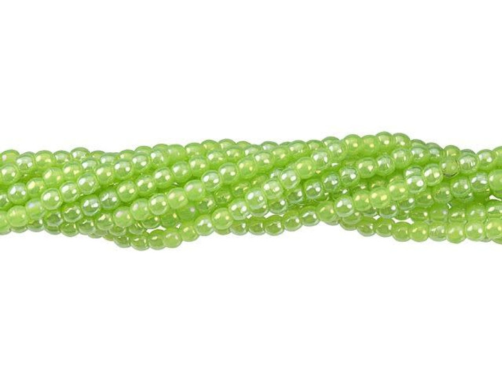 Czech Glass 2mm Milky Dark Peridot Luster Iris Round Bead Strand by Starman
