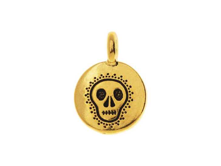 TierraCast Antique Gold-Plated Pewter Skull Charm TierraCast Antique Gold-Plated Pewter Skull Charm