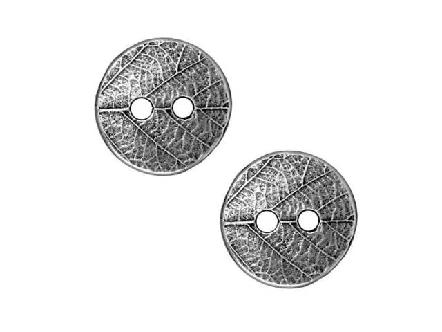 TierraCast Antique Pewter Round Leaf Button