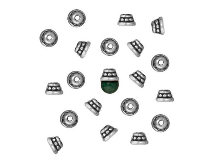 TierraCast Antique Silver 4mm Beaded Bead Cap