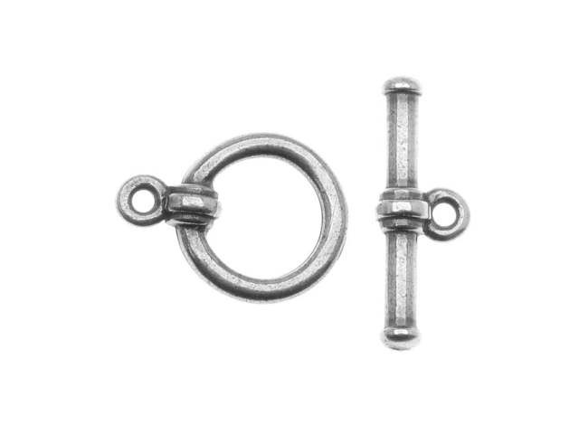 TierraCast Antique Silver Bar &amp; Ring Clasp Set