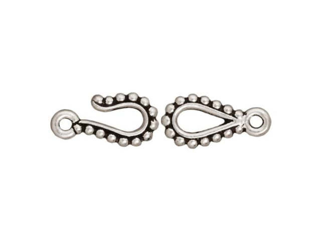 TierraCast Antique Silver Beaded Hook and Eye Clasp