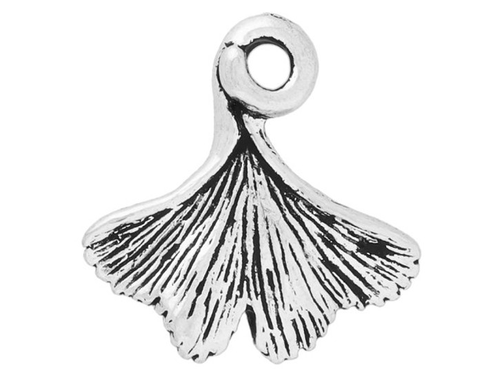 TierraCast Antique Silver Ginkgo Leaf Charm