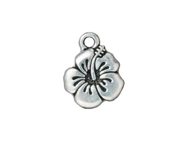 TierraCast Antique Silver Hibiscus Charm
