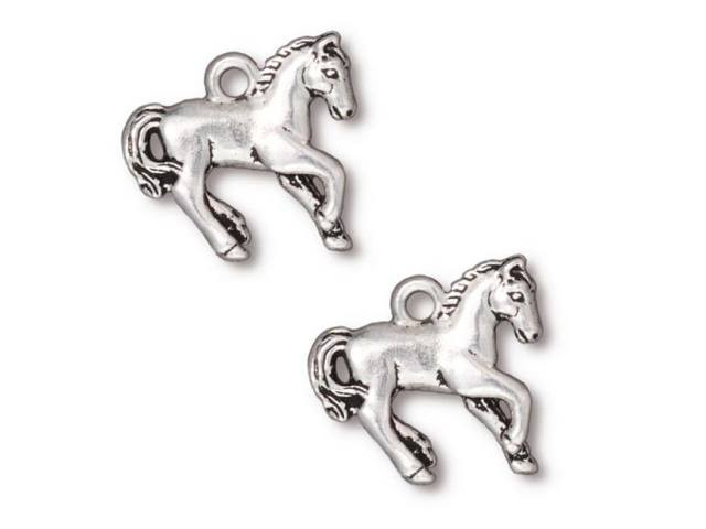 TierraCast Antique Silver Horse Charm
