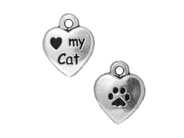 TierraCast Antique Silver I Love My Cat Charm