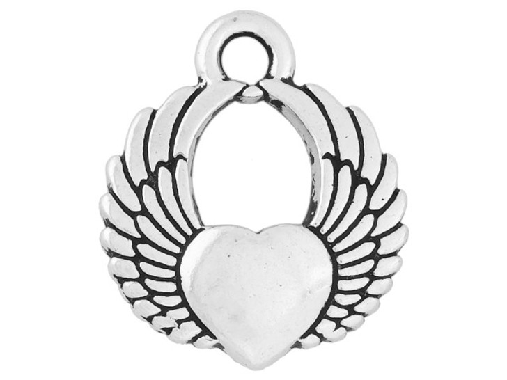 Silver Color Heart Charms Tierracast Pewter White Bronze Finish