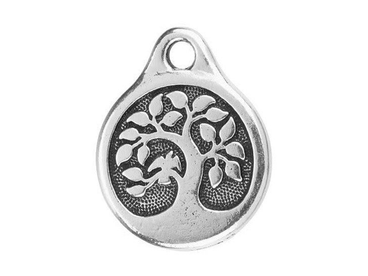 TierraCast Antique Silver-Plated Pewter Bird in a Tree Charm TierraCast Antique Silver-Plated Pewter Bird in a Tree Charm