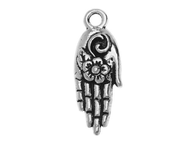 TierraCast Antique Silver-Plated Pewter Blossom Hand Charm
