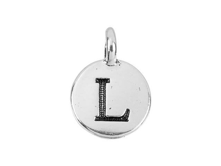 TierraCast Antique Silver-Plated Pewter Round Alphabet Charm - L TierraCast Antique Silver-Plated Pewter Round Alphabet Charm - L