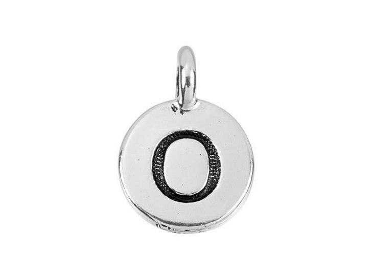 TierraCast Antique Silver-Plated Pewter Round Alphabet Charm - O TierraCast Antique Silver-Plated Pewter Round Alphabet Charm - O