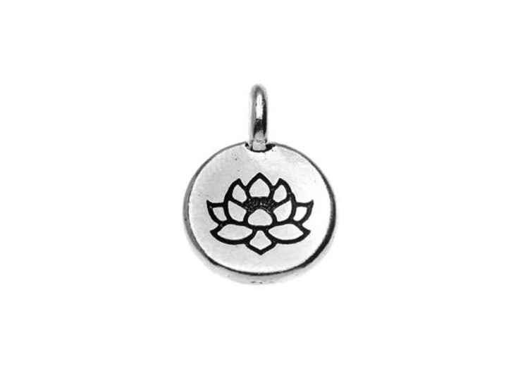 TierraCast Antique Silver-Plated Pewter Round Lotus Charm