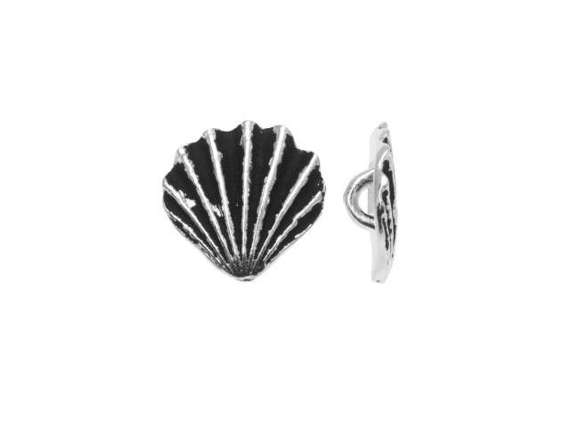 TierraCast Antique Silver-Plated Pewter Scallop Shell Button