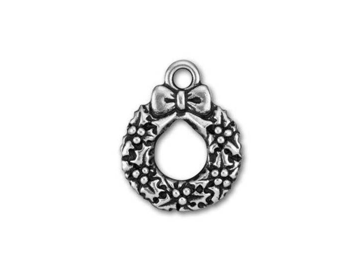 TierraCast Antique Silver-Plated Pewter Wreath Charm