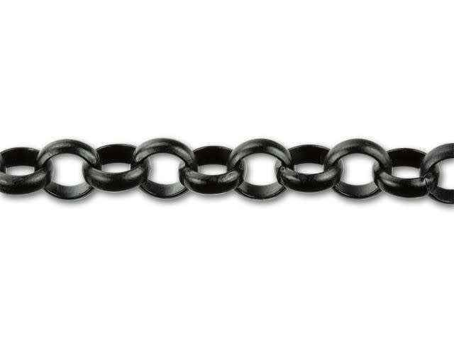 6mm Matte Black-Plated Rolo Chain by the Foot