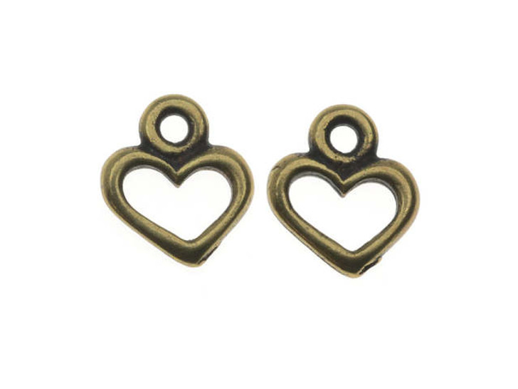 TierraCast Brass Oxide Open Heart Charm