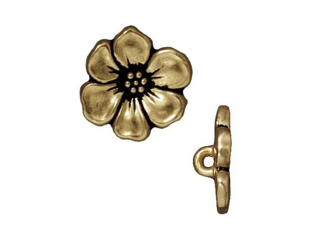 TierraCast Oxidized Brass-Plate Apple Blossom Flower Button